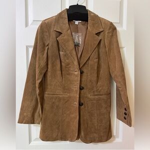 Suede Long Blazer Jacket - Camel XXS
